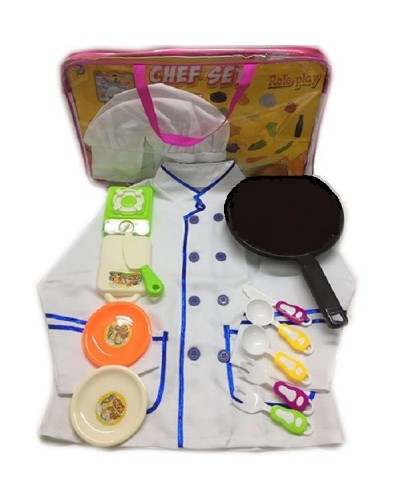 Набор "Повар" 2011-09 поварской китель, колпак, плита, тарел, доска, сковор...в сумке