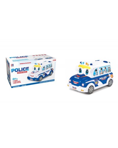 Муз. разв. игрушка BT-2217E полицейская машина-каталка, 2 цвета, батар., муз,  в коробке