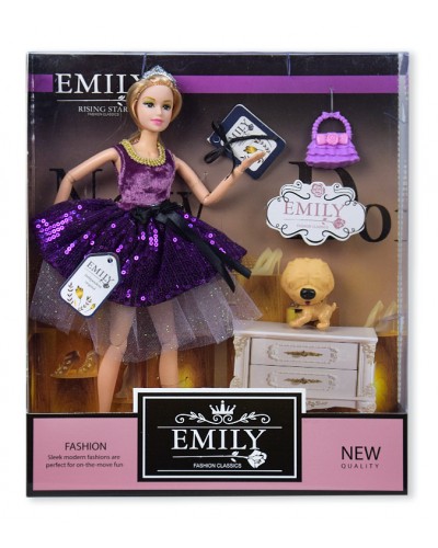 Кукла "Emily" QJ081C с питомцем и сумочкой, в кор. 33*28*6см