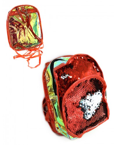 Рюкзак CEL-408 4 вида, двухсторонние пайетки, зеркальная светоотражающая вставка, 23х19 см в пакете
