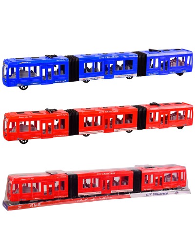 Троллейбус KX905-8 2 цвета, инерц, р-р игрушки 75*7*10 см, под слюдой  78*9*12 см