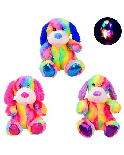 Мягкая игрушка BL0918 собачка со светом – 26 см, 3 цвета