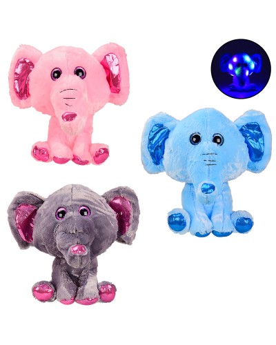 Мягкая игрушка BL0920 слон со светом - 28 см, 3 цвета