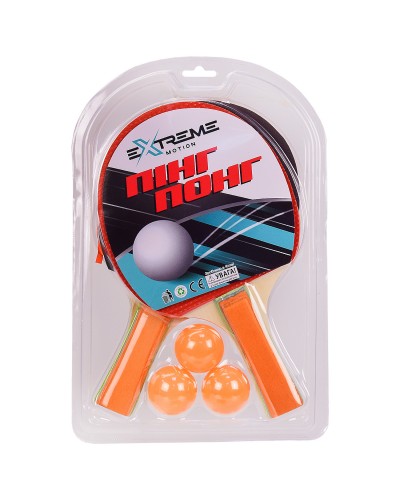 Теніс настільний TT2107 (50 шт) Extreme Motion, 2 ракетки, 3 м’ячики в слюді - 19.5 * 29.5 см, р-р р