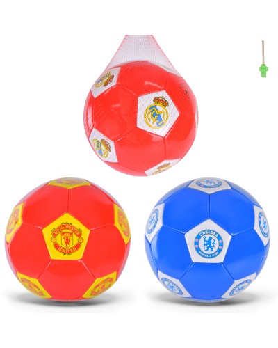 М’яч футбольний YW0244 (50шт) №5, 270 грам, PVC, MIX 3 види, допов.: голка+сітка