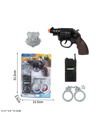 Поліицейский набір арт. 99P-36 (168шт/2)   пістолет, наручники, рація,значок, планш. 21,5*3*31,5см