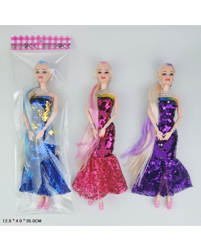 Лялька типу Барбі арт. 11061 (400шт/2) 3 види, у вечірній сукні, пакет 12*4*35см