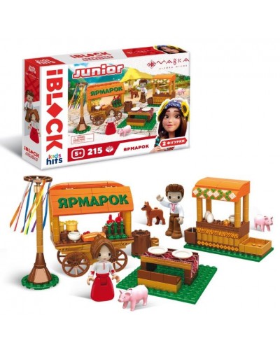 Конструктор Kids hits IBLOCK JUNIOR арт. PL-921-522 (12шт) МАВКА, 215 дет, 2 фігурки, наліпки, татую