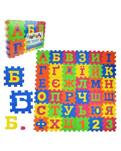 Пазли фомові EVA арт. PL81002 (60шт) Укр. алфавіт 36 дет 14*14*0,8см  у плівці 27*5*40 см 
